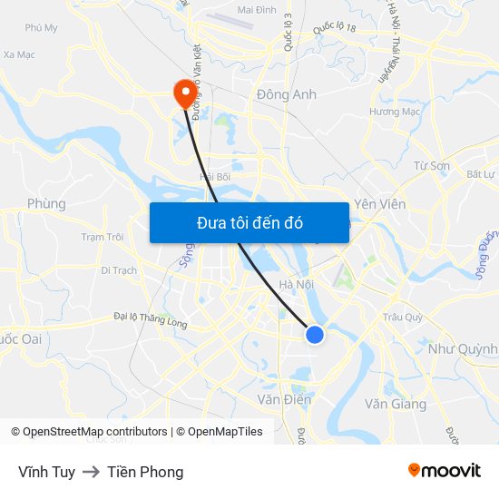 Vĩnh Tuy to Tiền Phong map