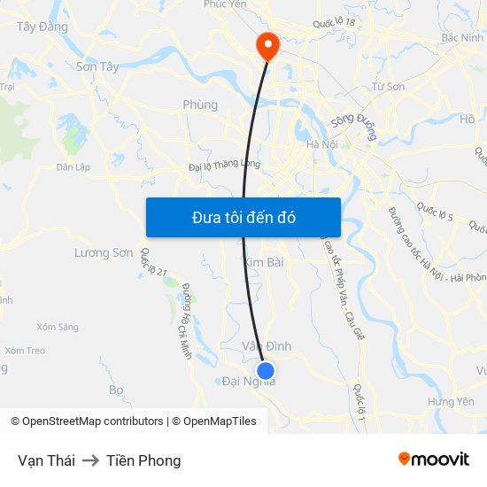 Vạn Thái to Tiền Phong map