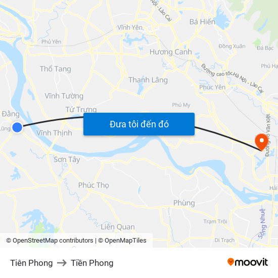 Tiên Phong to Tiền Phong map