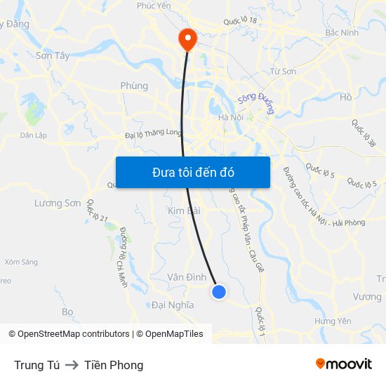 Trung Tú to Tiền Phong map