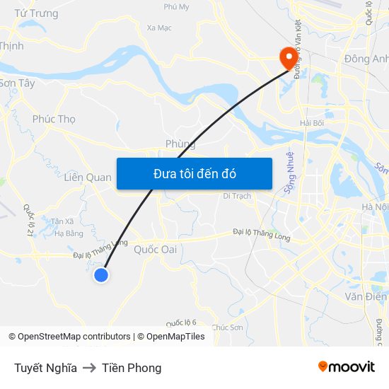 Tuyết Nghĩa to Tiền Phong map