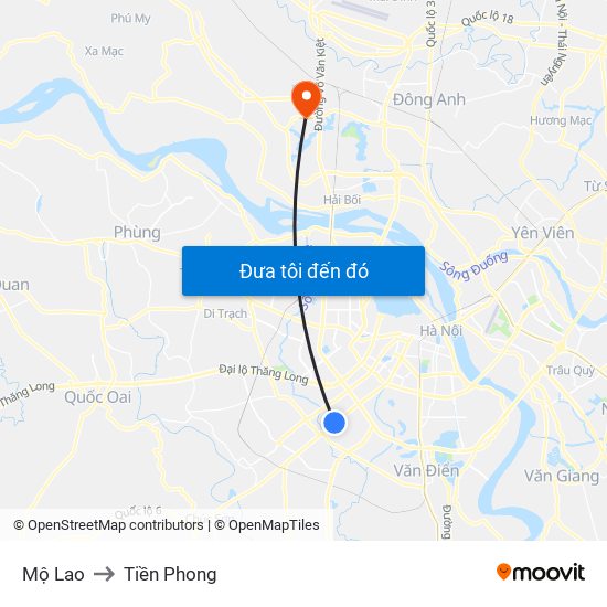 Mộ Lao to Tiền Phong map