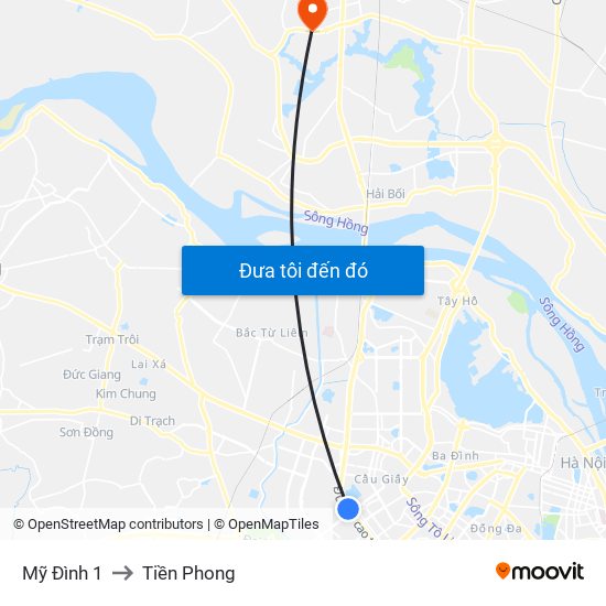 Mỹ Đình 1 to Tiền Phong map