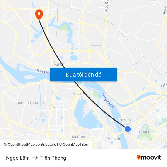 Ngọc Lâm to Tiền Phong map