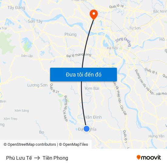 Phù Lưu Tế to Tiền Phong map