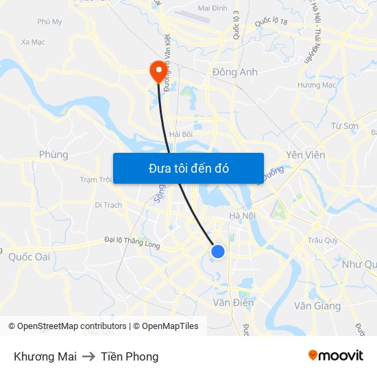 Khương Mai to Tiền Phong map