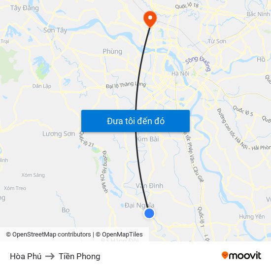 Hòa Phú to Tiền Phong map