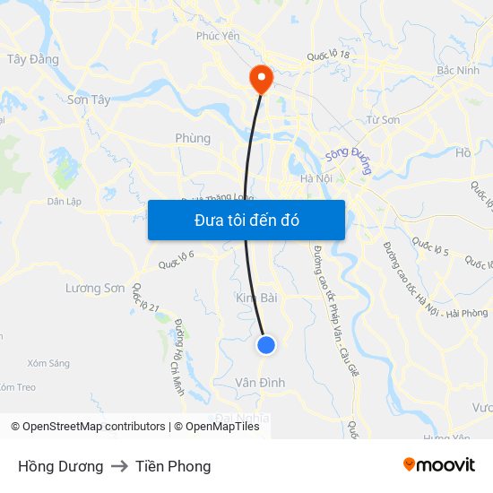 Hồng Dương to Tiền Phong map