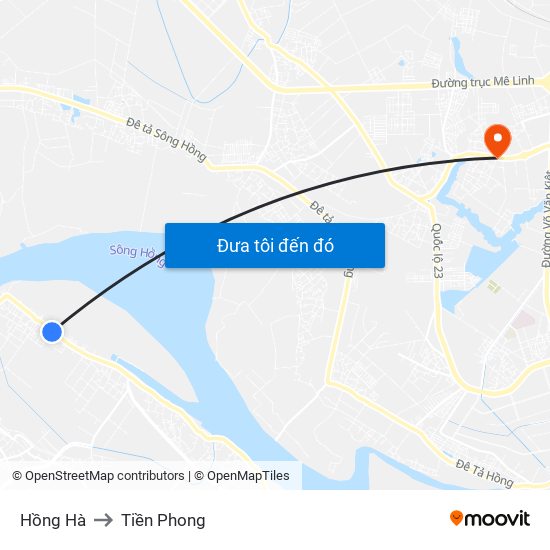 Hồng Hà to Tiền Phong map