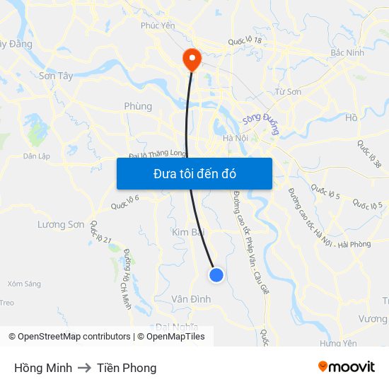 Hồng Minh to Tiền Phong map