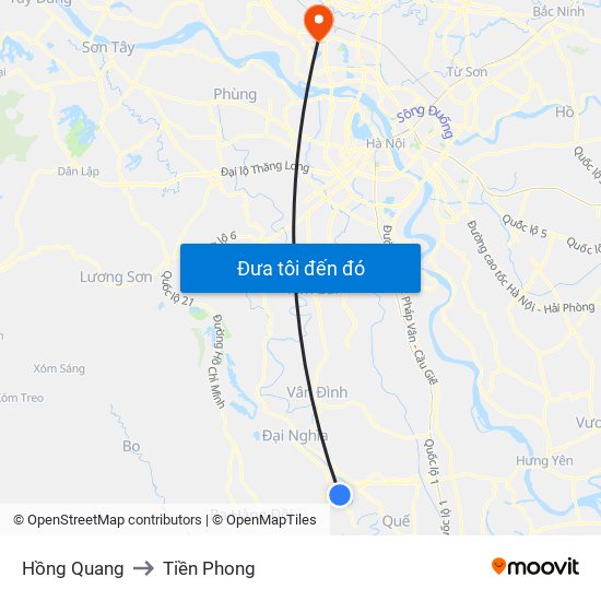 Hồng Quang to Tiền Phong map