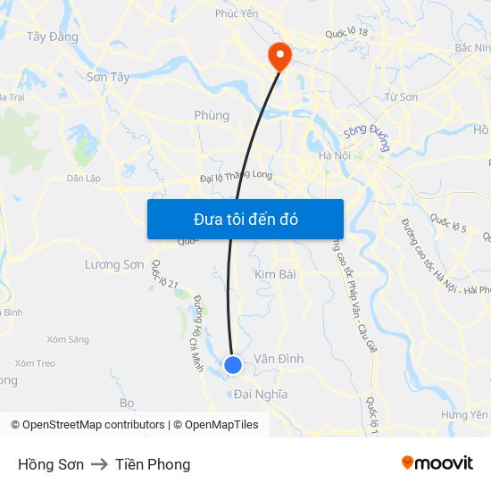 Hồng Sơn to Tiền Phong map