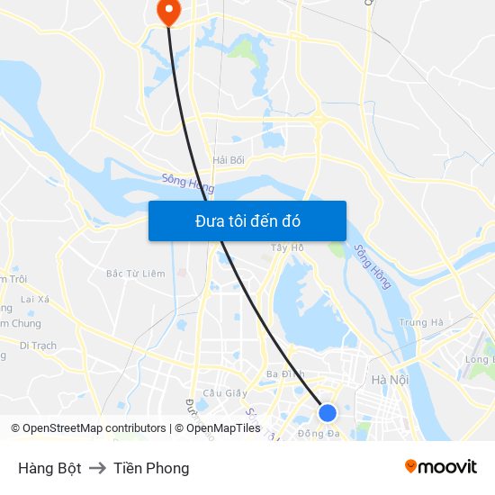 Hàng Bột to Tiền Phong map