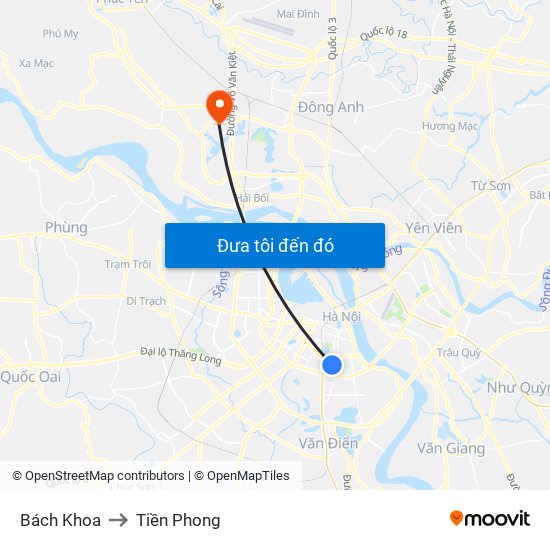 Bách Khoa to Tiền Phong map