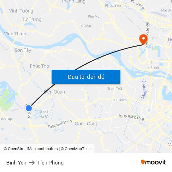 Bình Yên to Tiền Phong map
