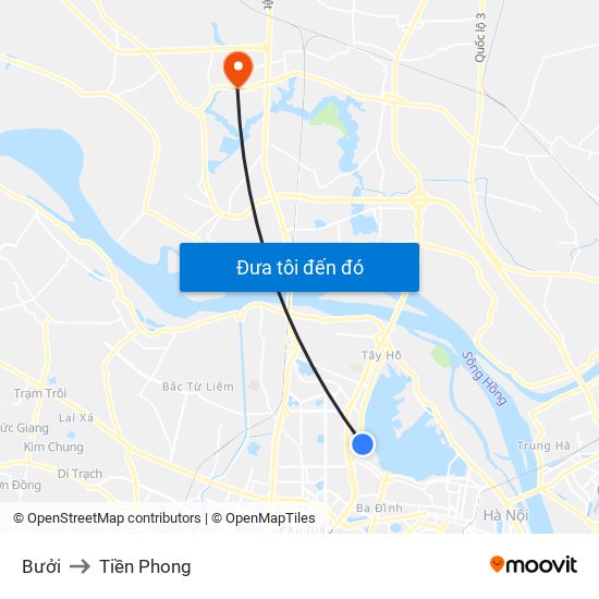 Bưởi to Tiền Phong map