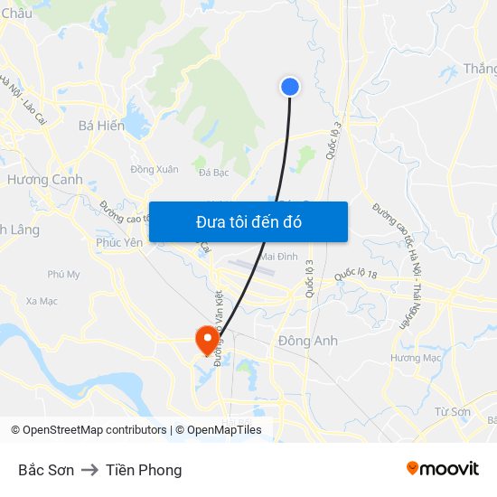 Bắc Sơn to Tiền Phong map