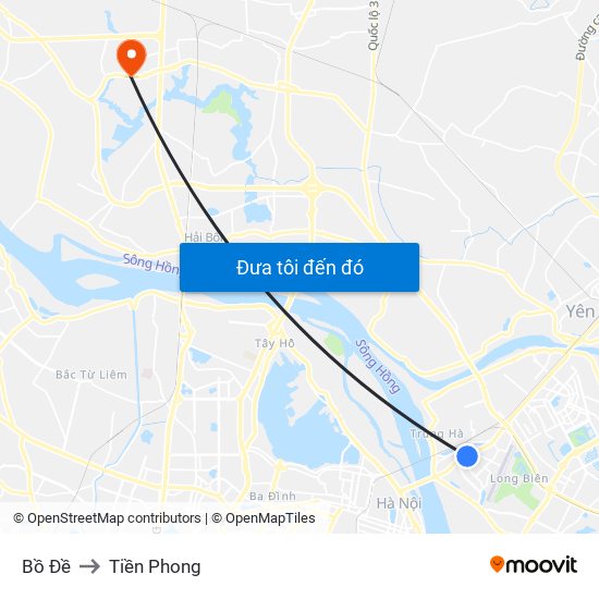 Bồ Đề to Tiền Phong map