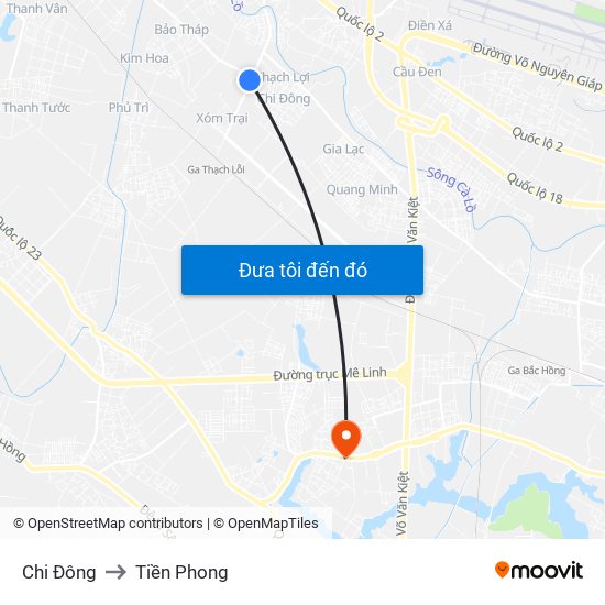 Chi Đông to Tiền Phong map