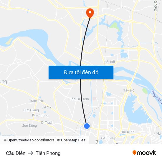 Cầu Diễn to Tiền Phong map
