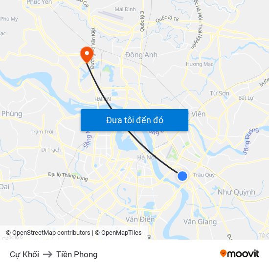 Cự Khối to Tiền Phong map