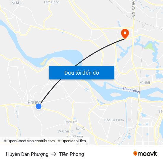 Huyện Đan Phượng to Tiền Phong map