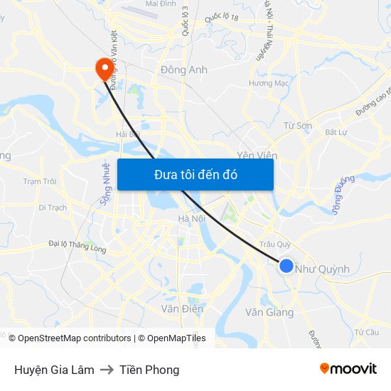 Huyện Gia Lâm to Tiền Phong map