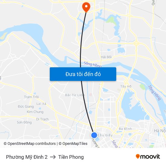 Phường Mỹ Đình 2 to Tiền Phong map