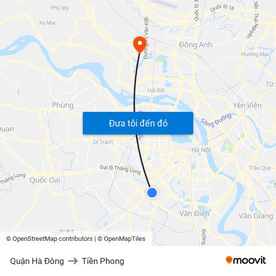 Quận Hà Đông to Tiền Phong map