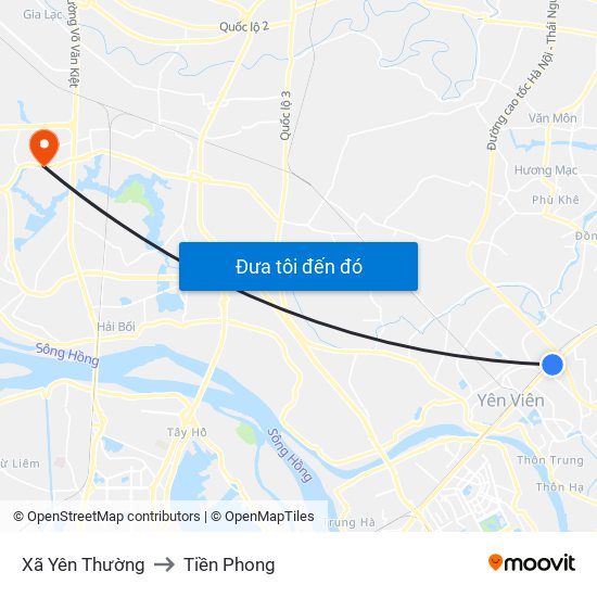 Xã Yên Thường to Tiền Phong map