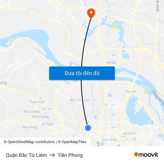 Quận Bắc Từ Liêm to Tiền Phong map