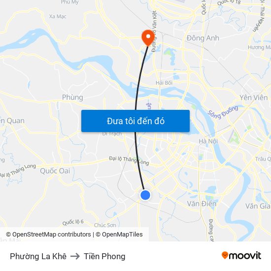 Phường La Khê to Tiền Phong map