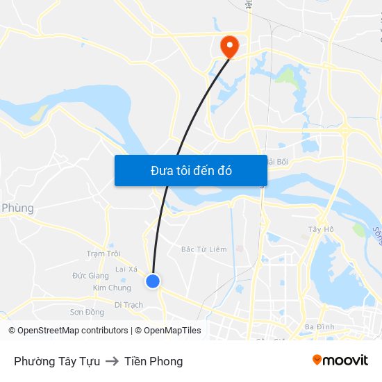 Phường Tây Tựu to Tiền Phong map