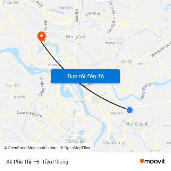 Xã Phú Thị to Tiền Phong map