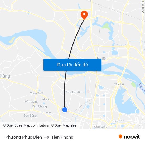 Phường Phúc Diễn to Tiền Phong map