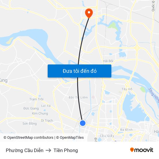 Phường Cầu Diễn to Tiền Phong map