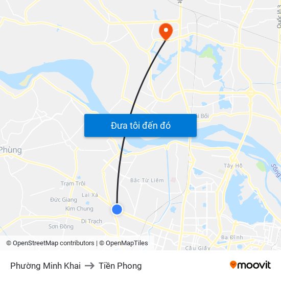 Phường Minh Khai to Tiền Phong map
