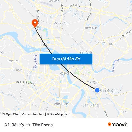 Xã Kiêu Kỵ to Tiền Phong map