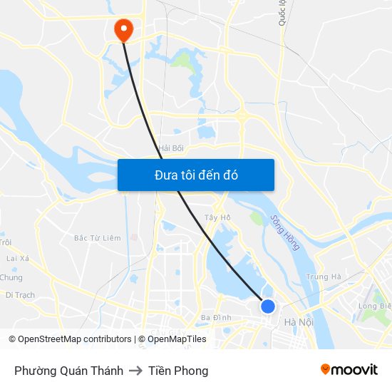 Phường Quán Thánh to Tiền Phong map