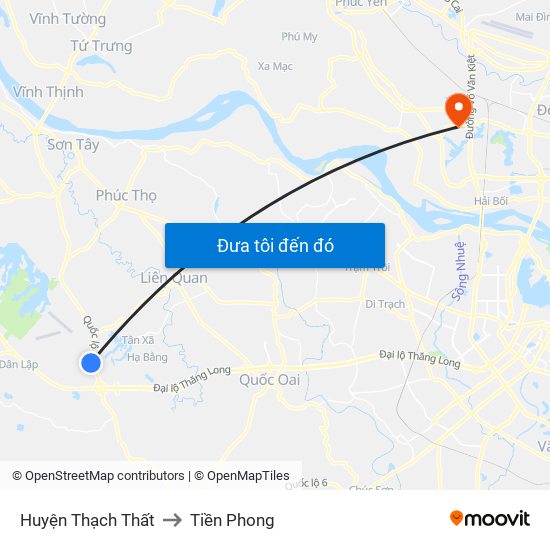 Huyện Thạch Thất to Tiền Phong map