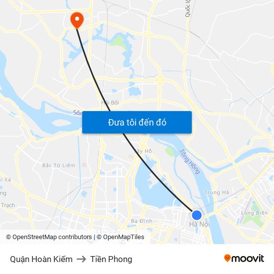 Quận Hoàn Kiếm to Tiền Phong map