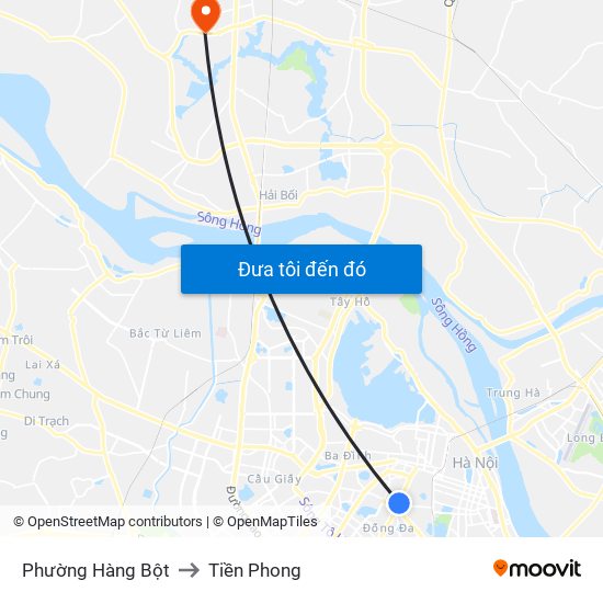 Phường Hàng Bột to Tiền Phong map