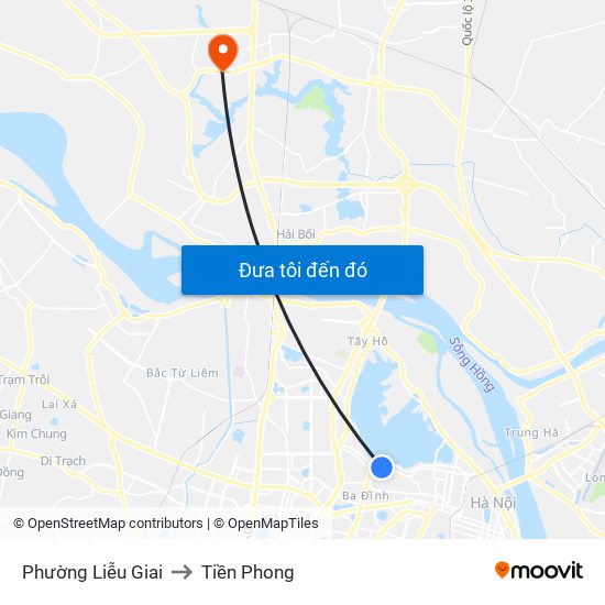 Phường Liễu Giai to Tiền Phong map