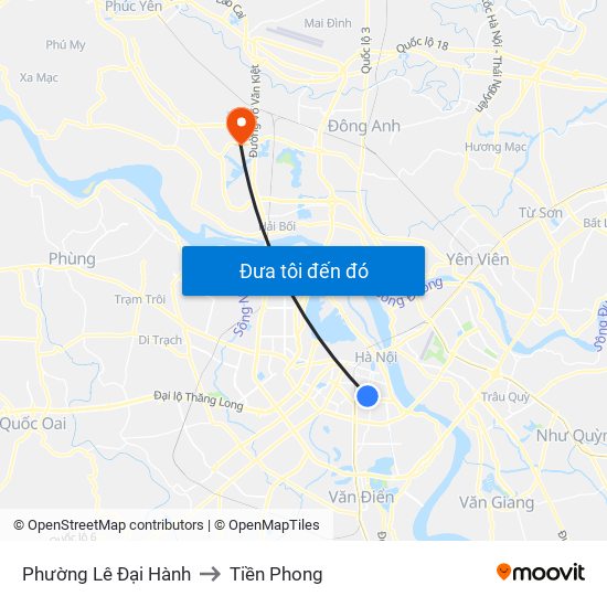 Phường Lê Đại Hành to Tiền Phong map