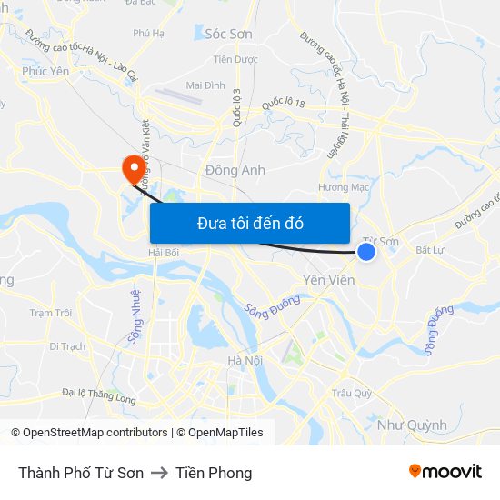 Thành Phố Từ Sơn to Tiền Phong map