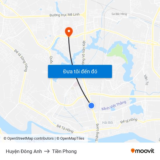 Huyện Đông Anh to Tiền Phong map