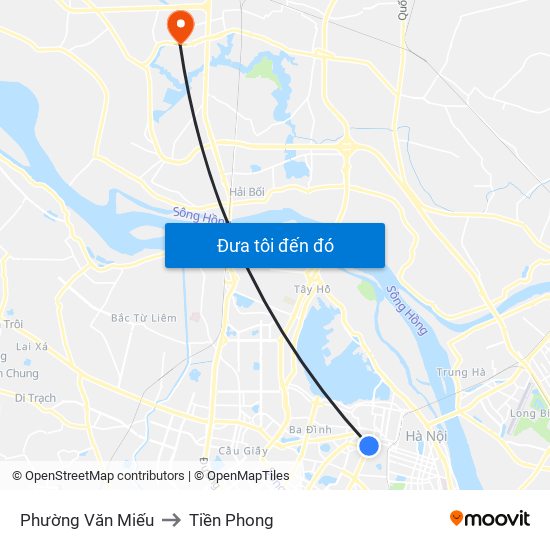 Phường Văn Miếu to Tiền Phong map