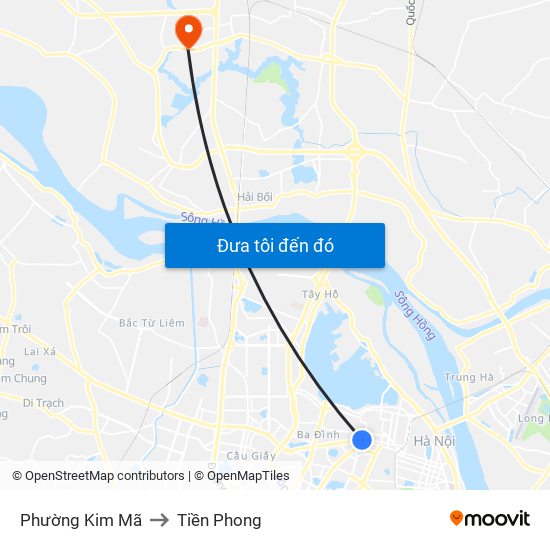 Phường Kim Mã to Tiền Phong map
