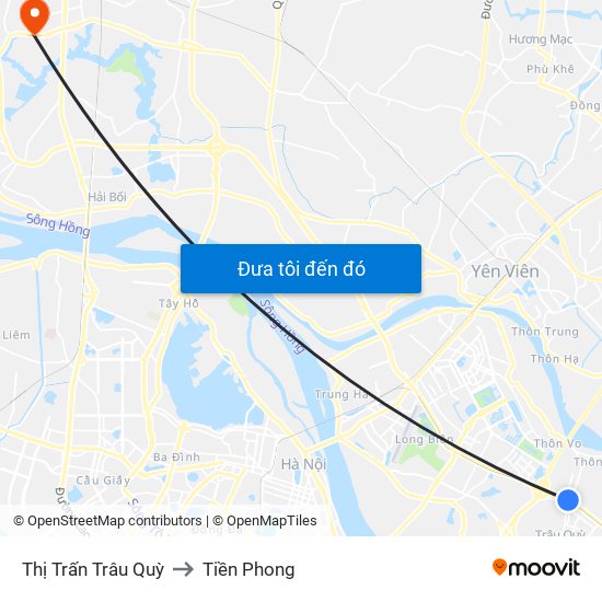 Thị Trấn Trâu Quỳ to Tiền Phong map