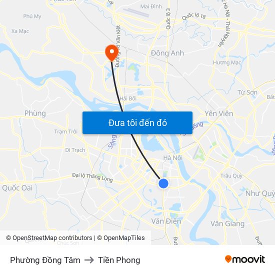 Phường Đồng Tâm to Tiền Phong map